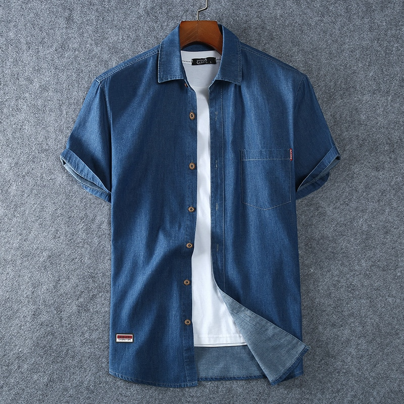 Camisa Jeans Masculina de manga curta Everest