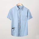 Camisa Masculina Jeans Manga Curta Lorenzi