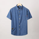 Camisa Masculina Jeans Manga Curta Lorenzi