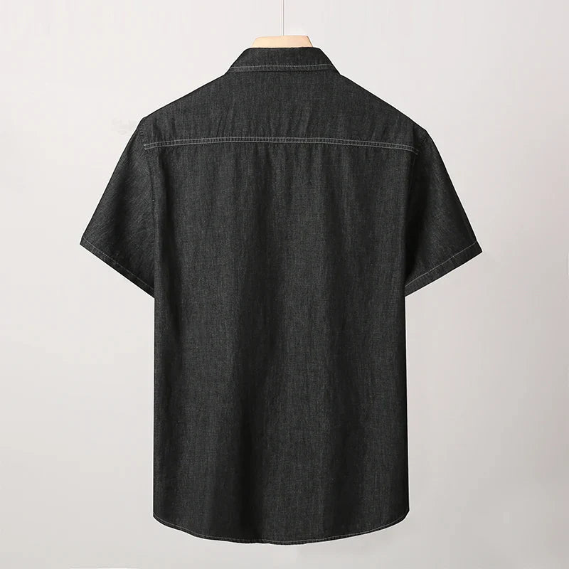 Camisa Masculina Jeans Manga Curta Lorenzi