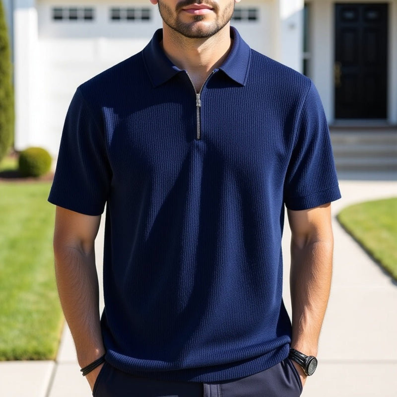 Camisa Polo Masculina Malha Francesa Azul