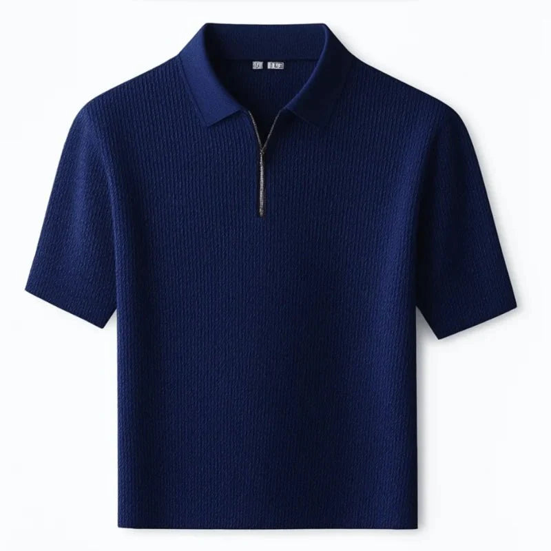 Camisa Polo Masculina Malha Francesa Azul