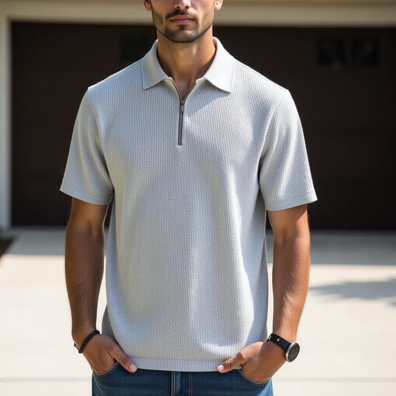 Camisa Polo Masculina Malha Francesa Cinza