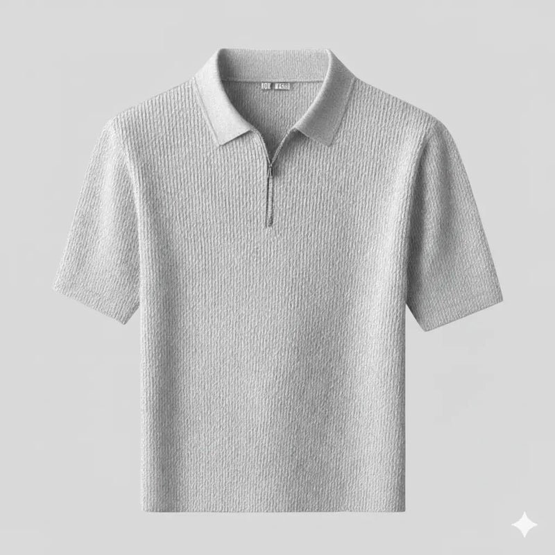 Camisa Polo Masculina Malha Francesa Cinza