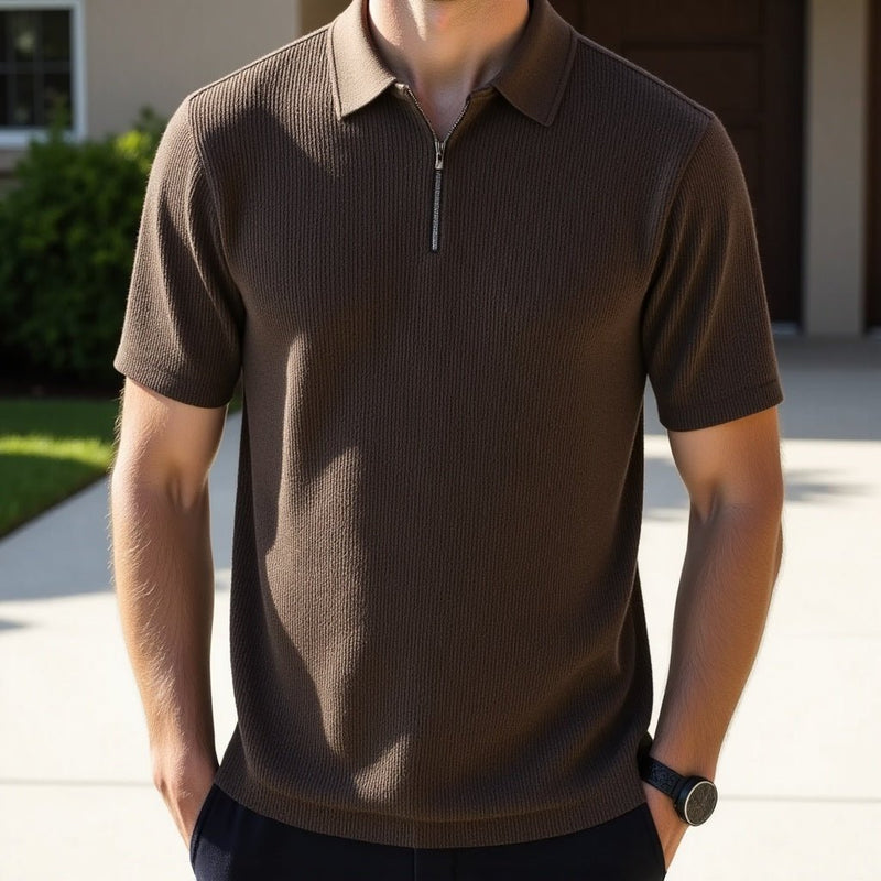 Camisa Polo Masculina Malha Francesa Marrom