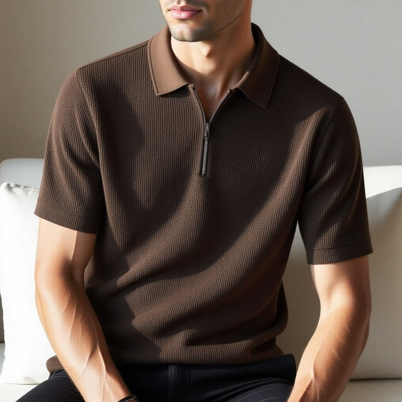 Camisa Polo Masculina Malha Francesa Marrom