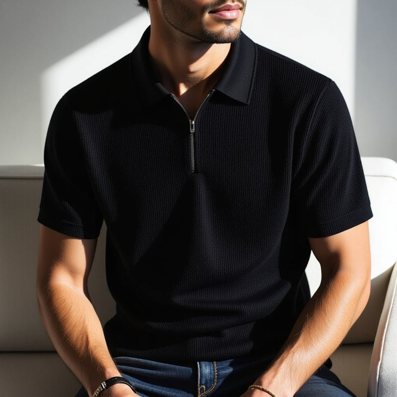Camisa Polo Masculina Malha Francesa Preto