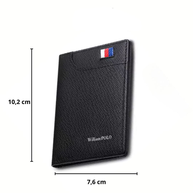 Carteira Slim de Couro Masculina William Polo Atenas