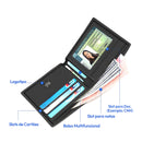 Carteira Masculina de Luxo Denim Bison Rfid Bifold