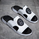 Chinelos de couro genuíno ao ar livre dos homens deslizamento em sandálias de couro casuais verão respirável à prova dwaterproof água meio arrasto confortável praia sapato preguiçoso