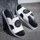 Chinelos de couro genuíno ao ar livre dos homens deslizamento em sandálias de couro casuais verão respirável à prova dwaterproof água meio arrasto confortável praia sapato preguiçoso