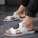 Chinelos de couro genuíno ao ar livre dos homens deslizamento em sandálias de couro casuais verão respirável à prova dwaterproof água meio arrasto confortável praia sapato preguiçoso