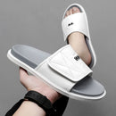 Sapatos de verão de couro genuíno masculino, sapatos casuais de caminhada ao ar livre, chinelos interiores, marca de luxo, sapatos de praia antiderrapantes