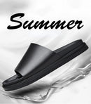 Chinelos de couro genuíno masculino, flip-flop antiderrapante, solas grossas, sandálias casuais na moda masculina, sapatos pretos de verão, novos, 2022