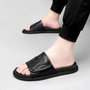 Sapatos de verão de couro genuíno masculino, sapatos casuais de caminhada ao ar livre, chinelos interiores, marca de luxo, sapatos de praia antiderrapantes