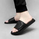 Sapatos de verão de couro genuíno masculino, sapatos casuais de caminhada ao ar livre, chinelos interiores, marca de luxo, sapatos de praia antiderrapantes