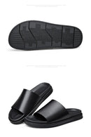 Chinelos de couro genuíno masculino, flip-flop antiderrapante, solas grossas, sandálias casuais na moda masculina, sapatos pretos de verão, novos, 2022