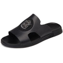 Chinelos de couro genuíno ao ar livre dos homens deslizamento em sandálias de couro casuais verão respirável à prova dwaterproof água meio arrasto confortável praia sapato preguiçoso