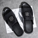 Chinelos de couro genuíno ao ar livre dos homens deslizamento em sandálias de couro casuais verão respirável à prova dwaterproof água meio arrasto confortável praia sapato preguiçoso