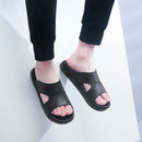 Chinelos de couro preto masculino, sapatos casuais, sapatilhas, designer italiano, clássicos, verão