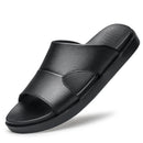 Chinelos de couro preto masculino, sapatos casuais, sapatilhas, designer italiano, clássicos, verão