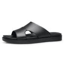 Chinelos de couro preto masculino, sapatos casuais, sapatilhas, designer italiano, clássicos, verão
