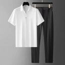 Conjunto Polo Masculino em Seda Gelo Minimalista San Martiny