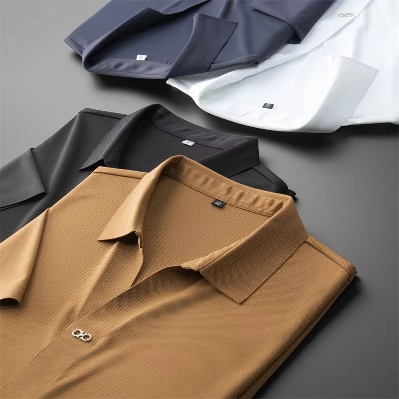 Conjunto Polo Masculino em Seda Gelo Minimalista San Martiny