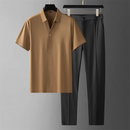 Conjunto Polo Masculino em Seda Gelo Minimalista San Martiny