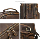 Mochila Masculina em Couro Genuíno Impermeável Americana