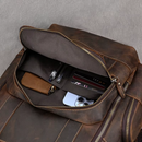 Mochila Masculina em Couro Genuíno Impermeável Americana