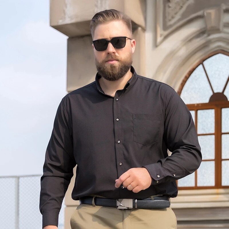 Camisa Social Manga Longa Masculina Plus Size American