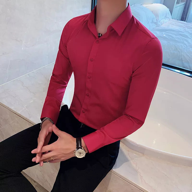 Camisa Social Masculina Slim Confort vermelho