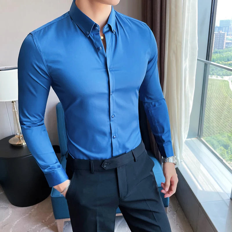 Camisa Social Slim Fit Masculino azul