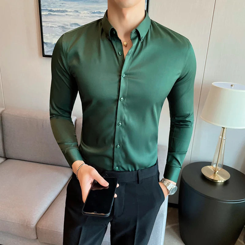 Camisa Social Slim Fit Masculino verde