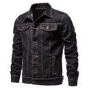 Jaqueta jeans masculina moda motocicleta jeans jaquetas causal oversized algodão casual preto azul denim jaqueta homem outerwear casaco