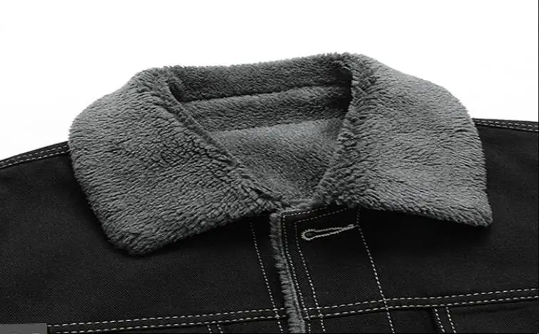 Jaqueta jeans de lã quente masculina, casacos jeans casuais, bolsos múltiplos, casacos masculinos de alta qualidade, nova moda, inverno, 5XL
