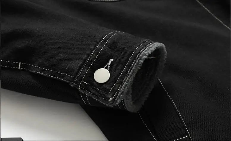 Jaqueta jeans de lã quente masculina, casacos jeans casuais, bolsos múltiplos, casacos masculinos de alta qualidade, nova moda, inverno, 5XL