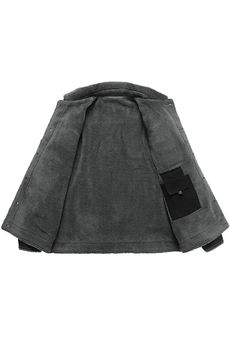 Jaqueta jeans de lã quente masculina, casacos jeans casuais, bolsos múltiplos, casacos masculinos de alta qualidade, nova moda, inverno, 5XL
