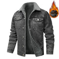 Jaqueta jeans de lã quente masculina, casacos jeans casuais, bolsos múltiplos, casacos masculinos de alta qualidade, nova moda, inverno, 5XL