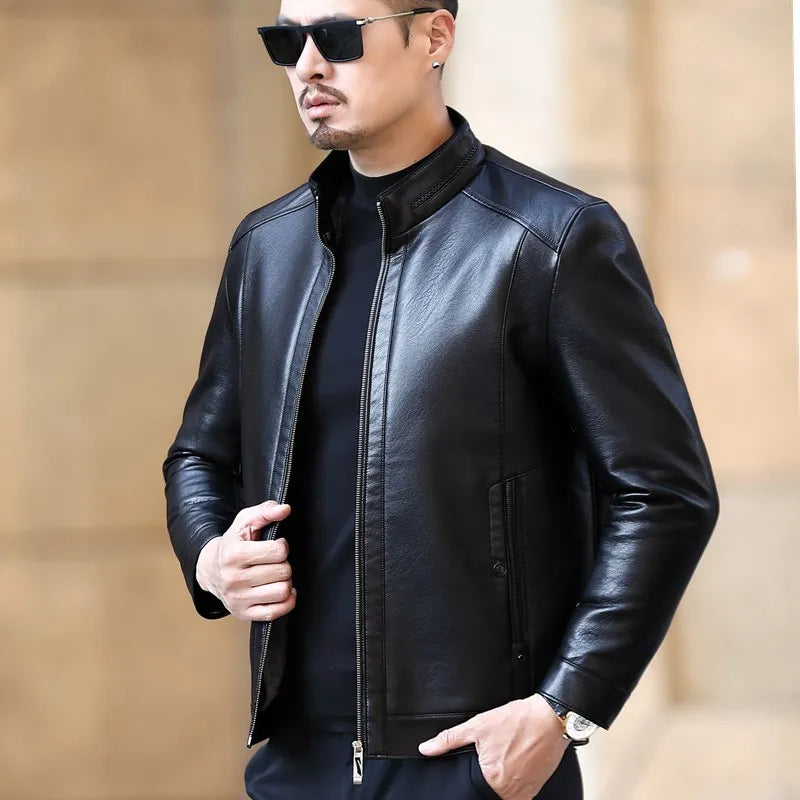 Jaqueta Masculina de Couro Natural Forrada em Lã Super Soft