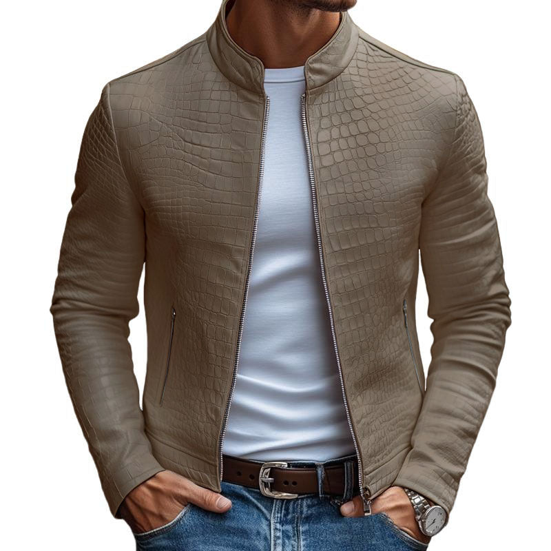 Jaqueta Masculina de Couro Gola Alta Dynamo
