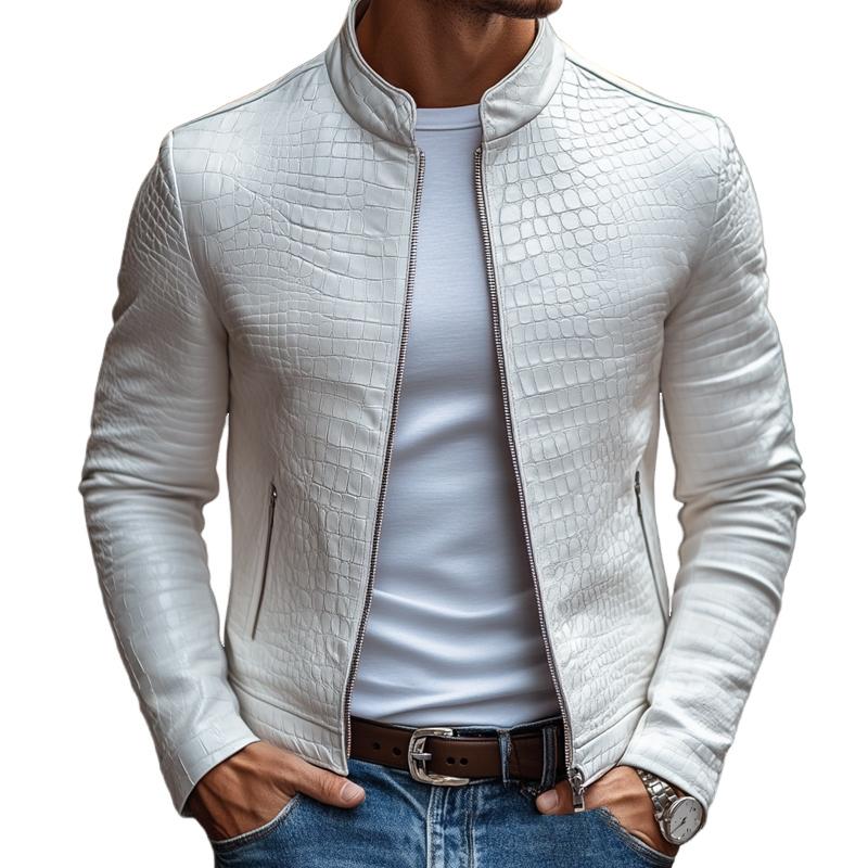 Jaqueta Masculina de Couro Gola Alta Dynamo