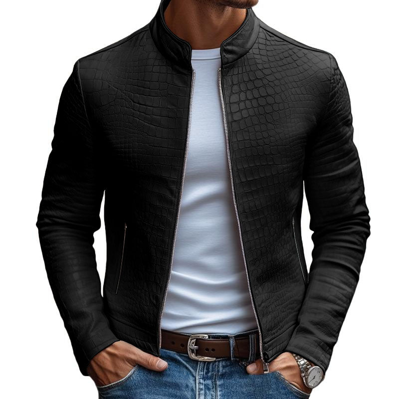 Jaqueta Masculina de Couro Gola Alta Dynamo