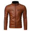 Jaqueta Masculina de Couro Gola Alta Vintage