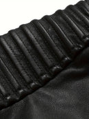 Jaqueta Masculina de Couro Gola Alta Vintage