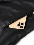 Jaqueta Masculina de Couro Gola Alta Vintage