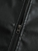 Jaqueta Masculina em Couro Gola Mandarim American