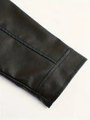 Jaqueta Masculina em Couro Gola Mandarim American