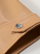 Jaqueta Masculina em Couro Gola Mandarim American